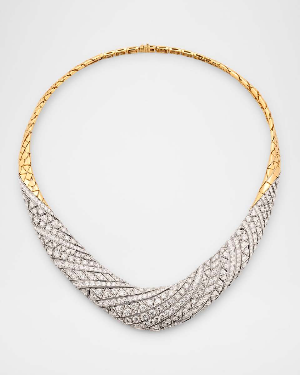 18K Yellow and White Gold Collar Necklace with Diamonds